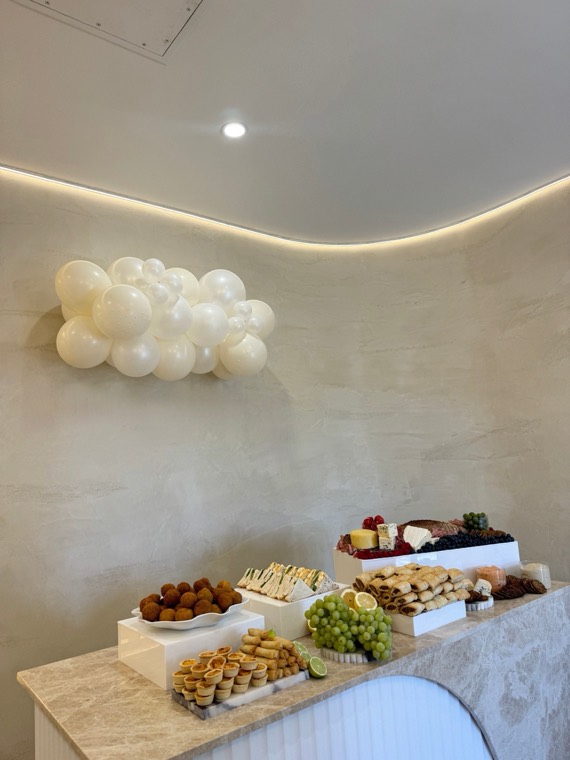 Grazing table and canapés set up for an event by Platter and Co